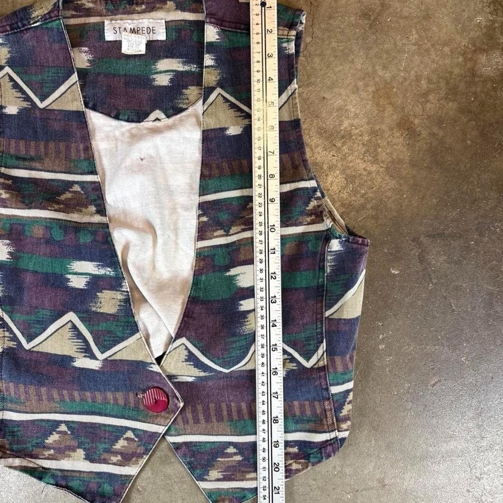 Vintage 90s Stampede multicoloured aztec vest Men's Size Medium - Picture 6 of 7